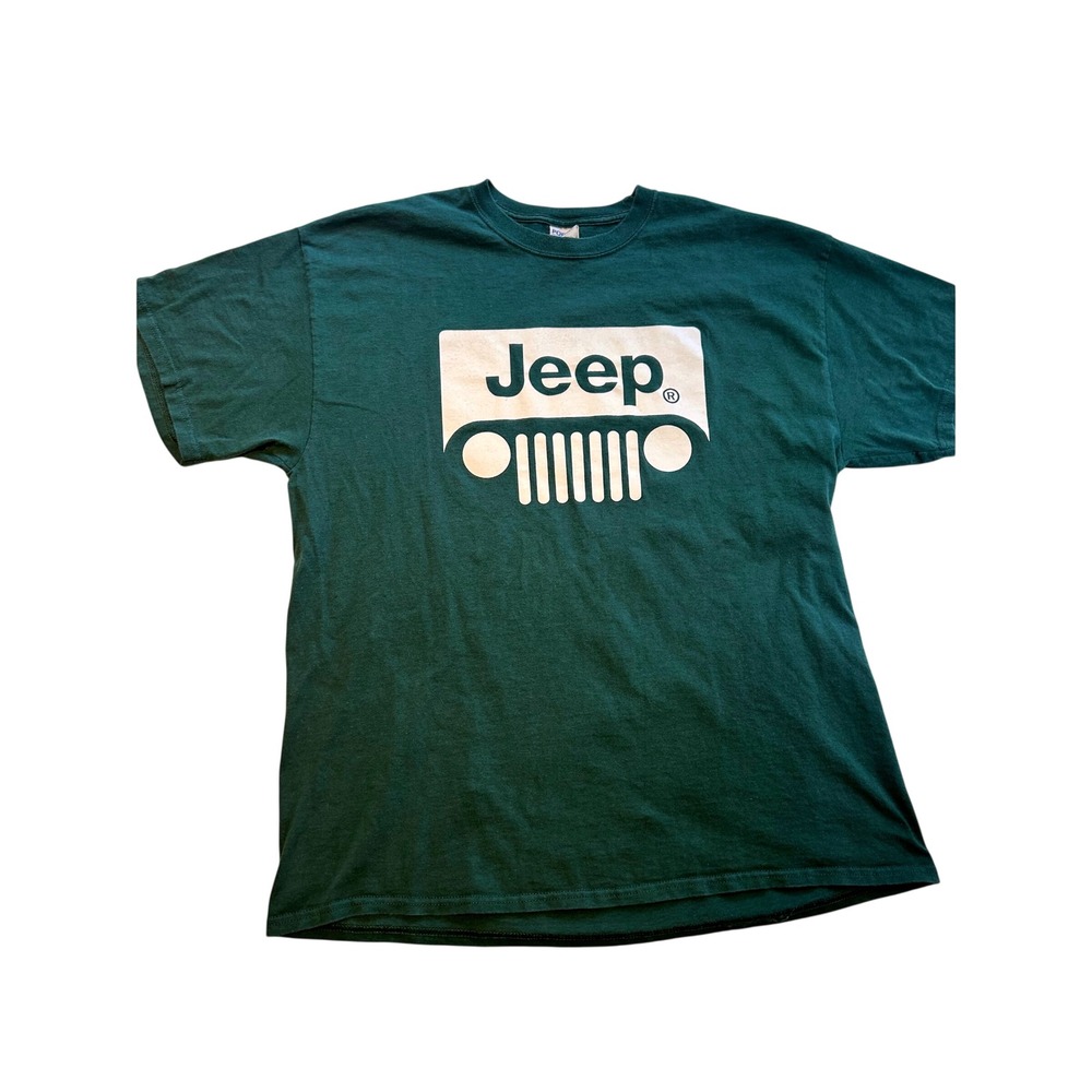Jeep Graphic T-Shirt Mens XL Forest Green Port & Company Core Cotton Grille Logo